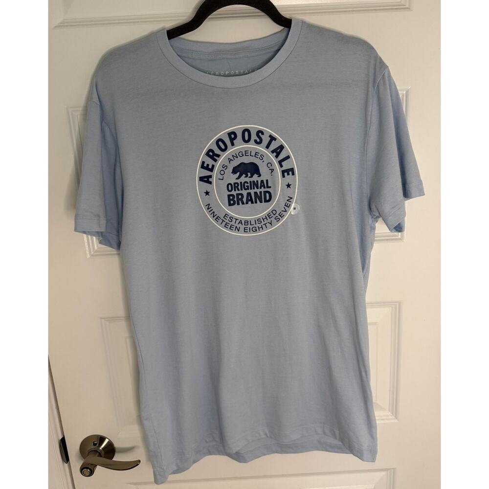 Aeropostale Los Angeles Bear Logo Graphic T-Shirt Blue Cotton Men’s Size Medium